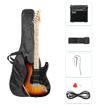 GST Stylish Electric Guitar Kit with Black Pickguard Sunset Color
