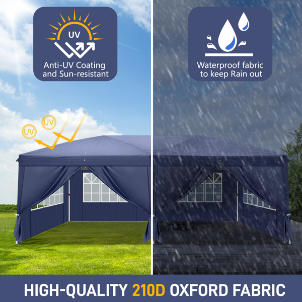 3 x 6m Four Windows Practical Waterproof Folding Tent Blue