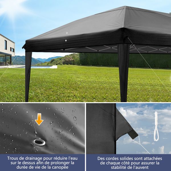 3 x 6m Four Windows Practical Waterproof Folding Tent Black 