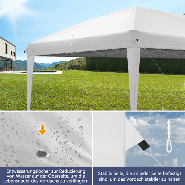 3 x 6m Four Windows Practical Waterproof Folding Tent White