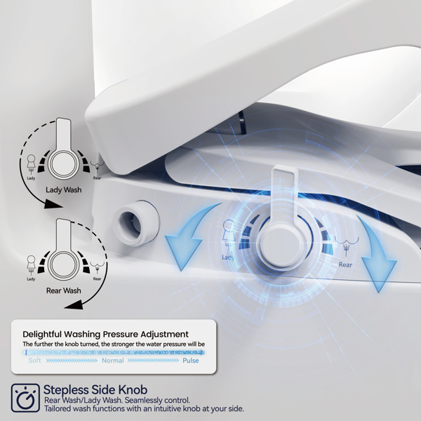 Smart Bidet Toilet Seat Adjustable Heated Seat with Water Temperature and Pressure Adjustment Portable Bidet with Automatic Nozzle Cleaning[Unable to ship on weekends]