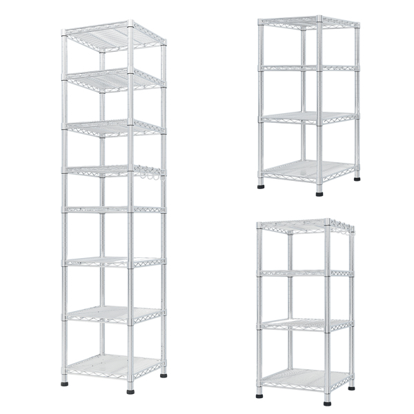 8 tier Heavy Duty Storage Shelves  70.87" H   Wire Shelving Unit with Wheels 1344LBS  NSF Metal Shelves for Storage Adjustable Garage Storage Rack Pantry Shelf Commercial Shelving, 70.87" H X 17.72''W