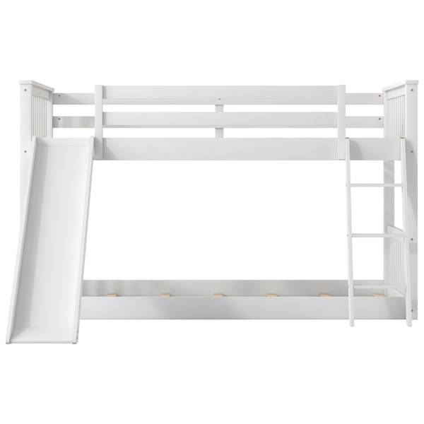 Twin over Twin Bunk Bed with Convertible Slide and Ladder, White(Expected Arrival Time: 1.13)