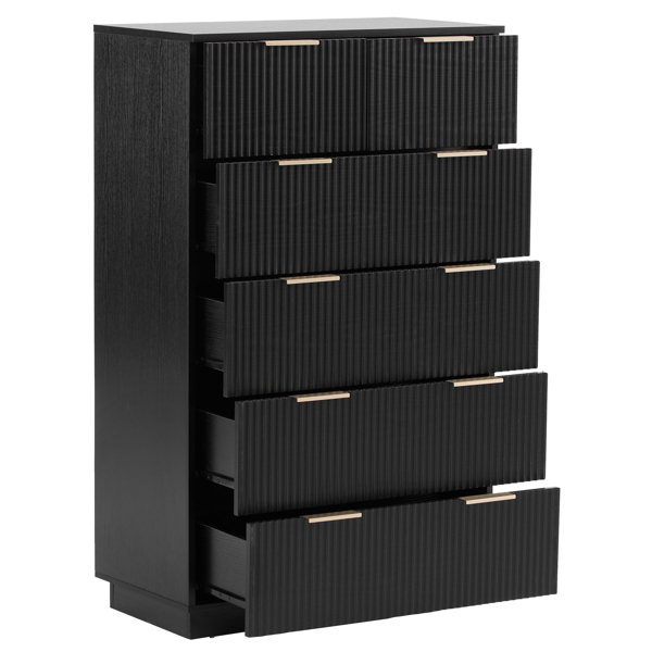 FCH Black P2 Particle Board and Density Board 7241117cm Wavy Pattern Drawer Front Five-Level Six-Drawer Cabinet