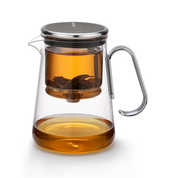 Bonston heat-resistant glass teapot, magnetic switch, transparent glass, silver handle, 23.6 oz, BP19