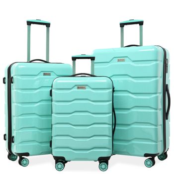 Luggage Sets ABS+PC Hardshell 3pcs Clearance Luggage Hardside Lightweight Durable Suitcase sets Spinner Wheels Suitcase with TSA Lock (20/24/28),green