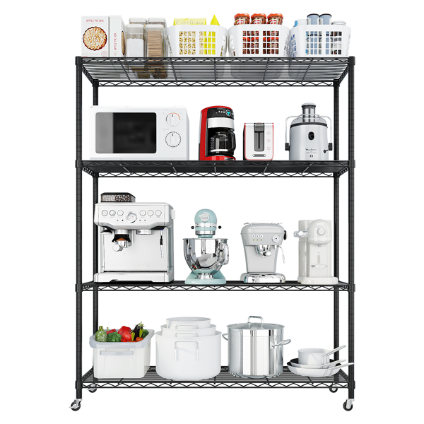 Heavy Duty Storage Shelves 46.06" W  Wire Shelving Unit with Wheels 800LBS  NSF Metal Shelves for Storage Adjustable Garage Storage Rack Pantry Shelf Commercial Shelving, 64.96" H X 46.06''W X 17.7" D