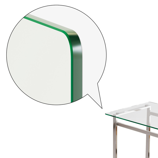 51英寸现代极简主义矩形玻璃餐桌，适用于4-6人，带0.31英寸钢化玻璃桌面和银铬金属腿，会议桌，休闲桌，电脑桌，聚会桌，写字台，适用于厨房，餐厅，客厅，聚会等（0损坏）-9