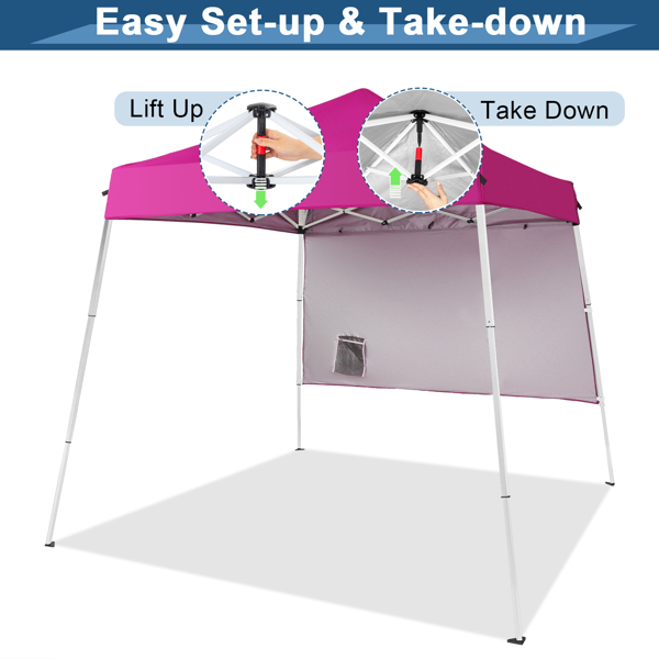 6x6ft Pop Up Canopy Tent, Outdoor Tent Canopy Foldable Portable Canopies for Camping, Patio, Easy Up Gazebo Canopy with Carry Bag Slant Legs，pink