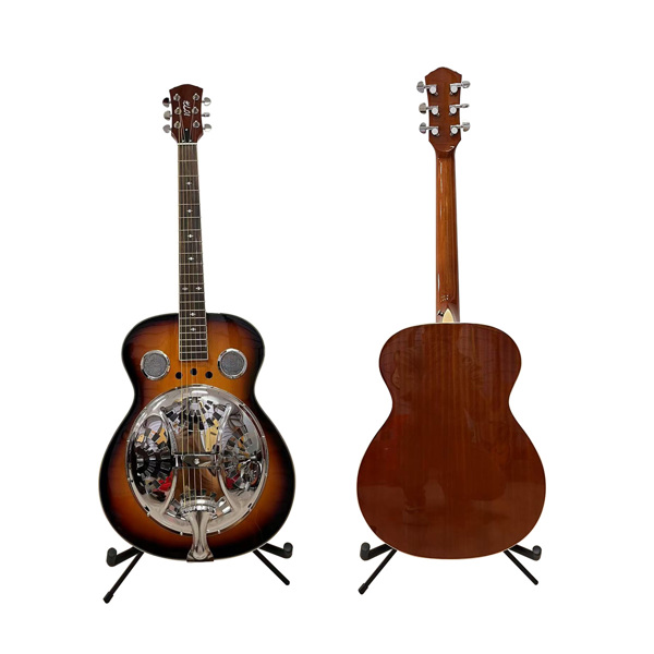 Beginner metal resonator guitar, full-size circular neck traditional resonator, built-in preamplifier