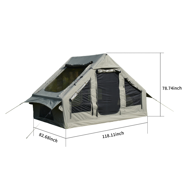 Inflatable Camping Tent Easy Setup 4 Season Glamping Tent with High Performance Inflatable Structure 4-6 Persons Waterproof Windproof Outdoor Self-Supporting Blow up Tent Air Tent Portable House Green