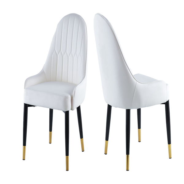 Modern Leather Dining Chair Set of 2, Upholstered Dining Chair, Legs with Black Plastic Tube Plug