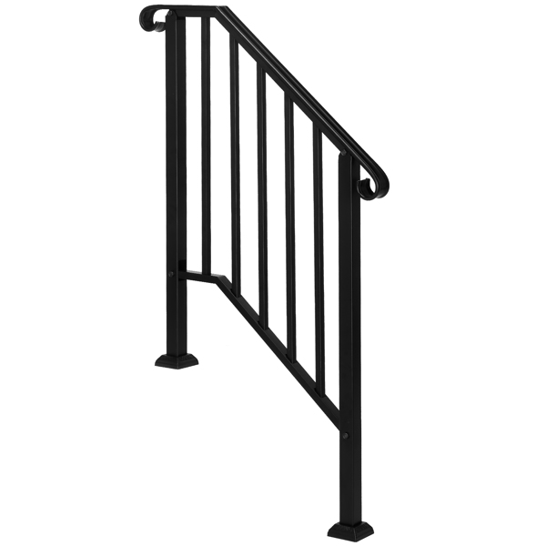 Artisasset Matte Black Outdoor 2-Step Iron Handrail （same as 82359152）