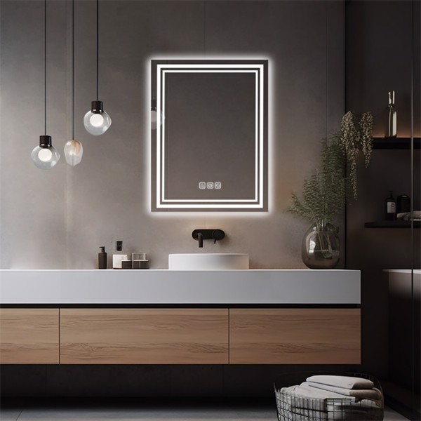 LED Bathroom Mirror 36" x 28" Front and Backlight, 5 Mins Defog, 5MM Full HD Reflected Wall Mounted 3 Colors Stepless Dimmable, Memory Function[Unable to ship on weekends, please note that]