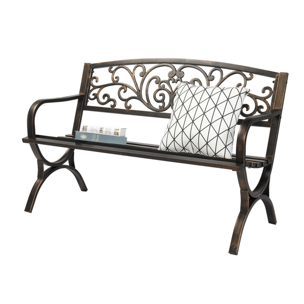 50in Butterfly Back Cross Feet Bronze Iron Bench