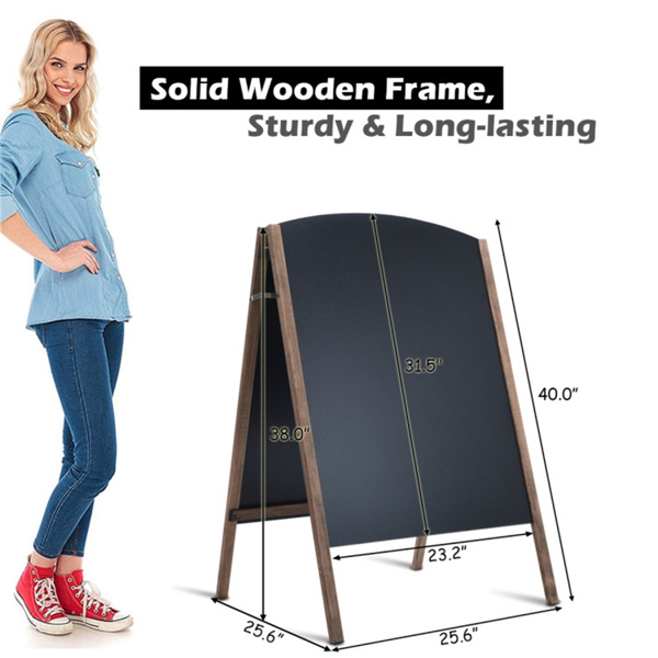 25.6" x 2.4" x 40.0" Billboard Wood A-Frame Sidewalk Signage Chalkboard