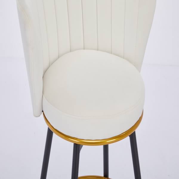 Counter Height Bar Stools Set of 2, 360° Swivel Upholstered Barstools with Backs and Metal Legs, 26