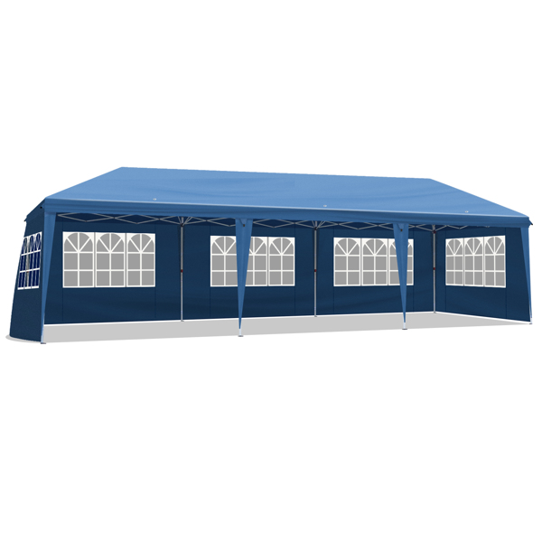 10x30ft Outdoor Pop Up Canopy, Portable Instant Canopy Tent with 8 Sidewalls for Outdoor Events Party Wedding Birthday Graduation, Blue