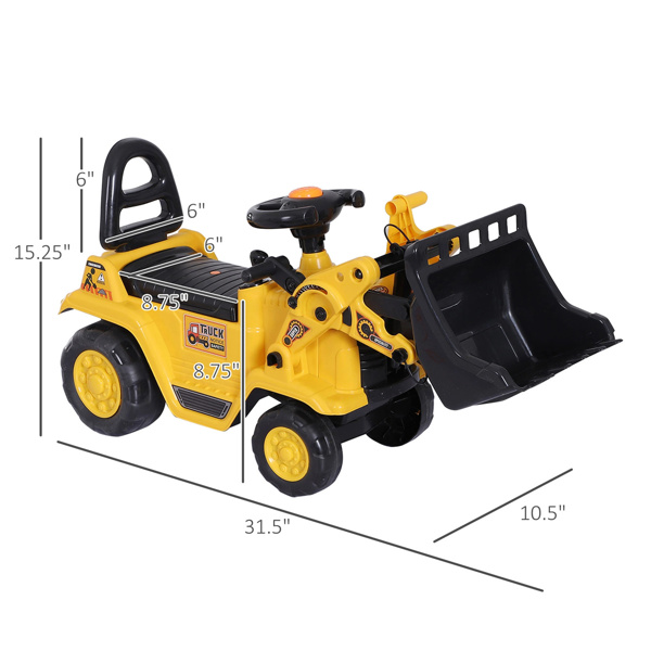 3 in 1 Ride On Toy Bulldozer Digger Tractor Pulling Cart 