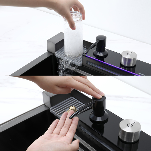 拉出式Facuet单碗水槽厨房蔬菜水槽304鲸鱼瀑布水槽不锈钢餐具水槽蔬菜水槽家用蔬菜洗脸盆【周末不发货，TK/TEMU订单仅支持自提】-7