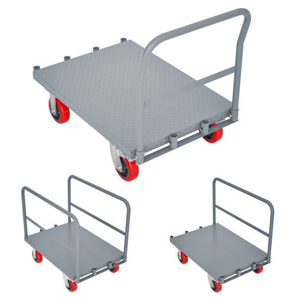 Heavy Duty Drywall Cart Lumber Cart Platform Truck Flat Cart, 2000lbs Capacity, Gray