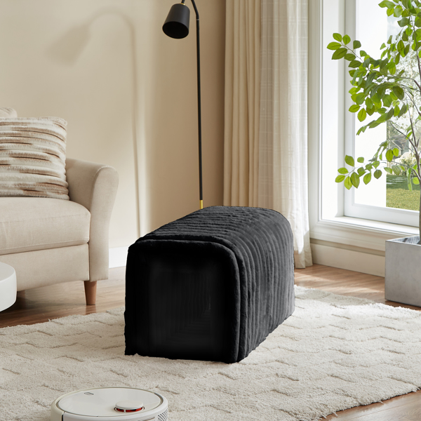 Ottoman Storage Bench Pet Supplies Corduroy Bench Cat's nest to hide For the Living Room, Entryway and Bedroom,BLACK