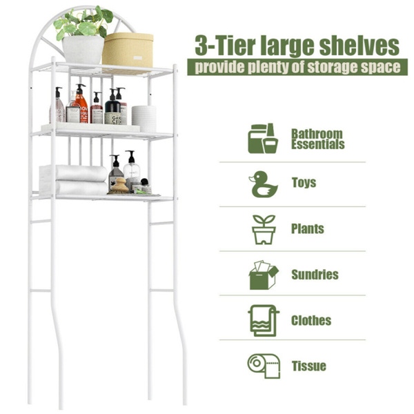 White Bathroom Towel Storage Rack with 3 Shelves