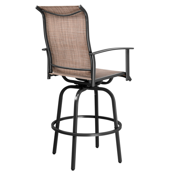 2pcs Wrought Iron Swivel Bar Chair Patio Swivel Bar Stools Black