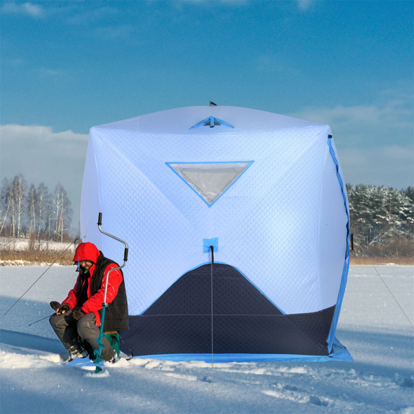 4 Person Pop-up Ice Fishing Tent,Light Blue Ice Shanty  80.75" L x 70.75" W x 70.75"