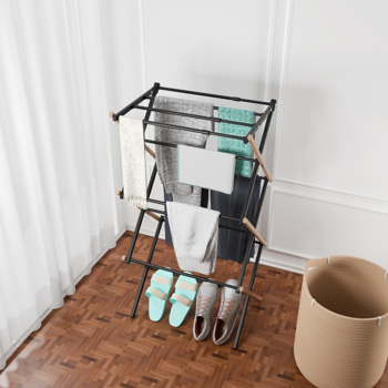 1pc, Foldable Portable Laundry Drying Rack for Indoor Air Drying Clothing, Collapsible Clothes Drying Rack, for Air Drying Clothing, Wood color