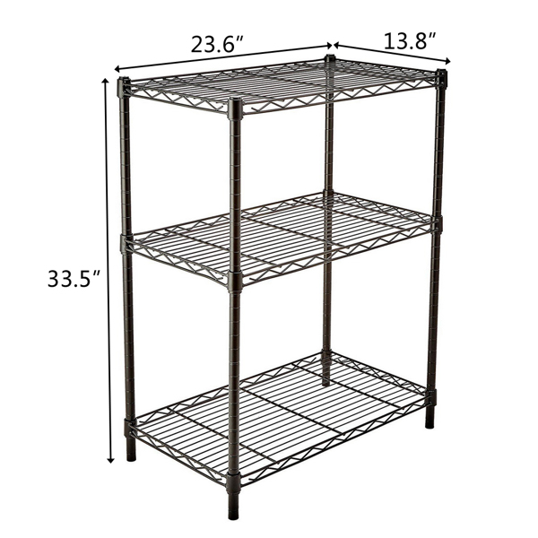 3-Layer Plastic Coated Iron Shelf 350*600*850 Black