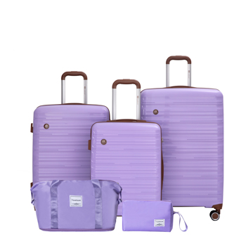 5-Piece Set (20\\"24\\"28 +a travel bag and a toiletry bag) ,PP Hardshell Carry on Luggage Set with TSA Lock Carry On Suitcase Luggage  Durable Suitcase  Color PURPLE.