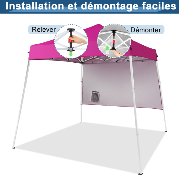 6x6ft Pop Up Canopy Tent, Outdoor Tent Canopy Foldable Portable Canopies for Camping, Patio, Easy Up Gazebo Canopy with Carry Bag Slant Legs，pink