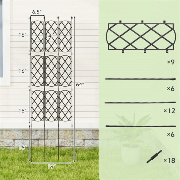 19“ x 64”Outdoor Plant Support Frame for Raised Garden Bed