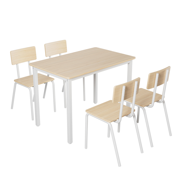 5-Piece Dining Table Set with 4 Chairs, 43" Kitchen Table & Chairs Set for 4, Dining Room Table with Metal Frame & MDF Board, Perfect for Small Space, Easy Clean