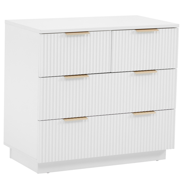 FCH White P2 Particle Board and Density Board Wavy Pattern Drawer Front Three-Level Four-Drawer Bedside Cabinet