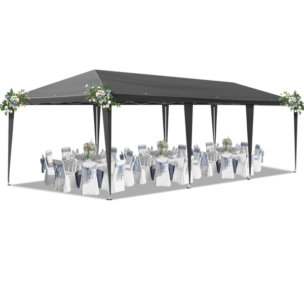 10x30ft Outdoor Pop Up Canopy, Portable Instant Canopy Tent for Outdoor Events Party Wedding Birthday Graduation, Dark Grey