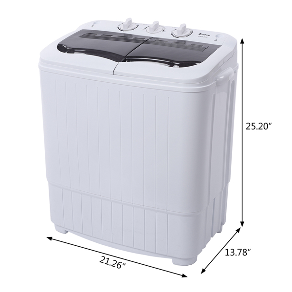 ZOKOP Compact Twin Tub with Built-in Drain Pump XPB35-188S 14.3(7.7 6.6)lbs Semi-automatic Gray Cover Washing Machine