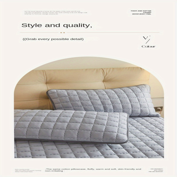 (Cream white 150cm*200cm) Cotton-Padded Waterproof Mattress Protector, Dust-Proof Bed Cover (Without Pillow and Core). Soft, Comfortable Solid Color Bedding Sheet for Bedroom, Guest Room. (Maybe YunEx