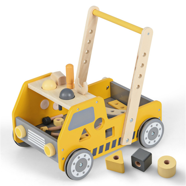 Wooden Baby Walker with Multi-Fun Tool Bench