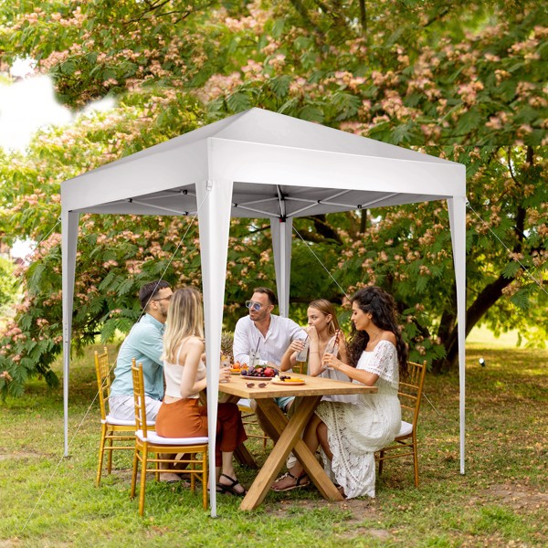 6.5x6.5ft Pop Up Canopy Tent, Outdoor Tent Canopy Foldable Portable Canopies for Camping, Patio, Easy Up Gazebo Canopy with Carry Bag, White