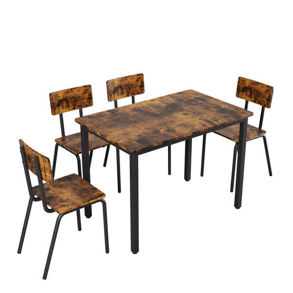 5-Piece Dining Table Set with 4 Chairs, 43" Kitchen Table & Chairs Set for 4, Dining Room Table with Metal Frame & MDF Board, Perfect for Small Space, Easy Clean