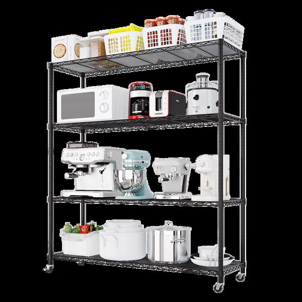 Heavy Duty Storage Shelves 46.06" W  Wire Shelving Unit with Wheels 800LBS  NSF Metal Shelves for Storage Adjustable Garage Storage Rack Pantry Shelf Commercial Shelving, 64.96" H X 46.06''W X 17.7" D