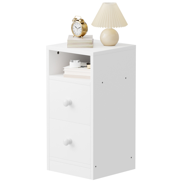 Night Stand with Two Drawer White 2PCS