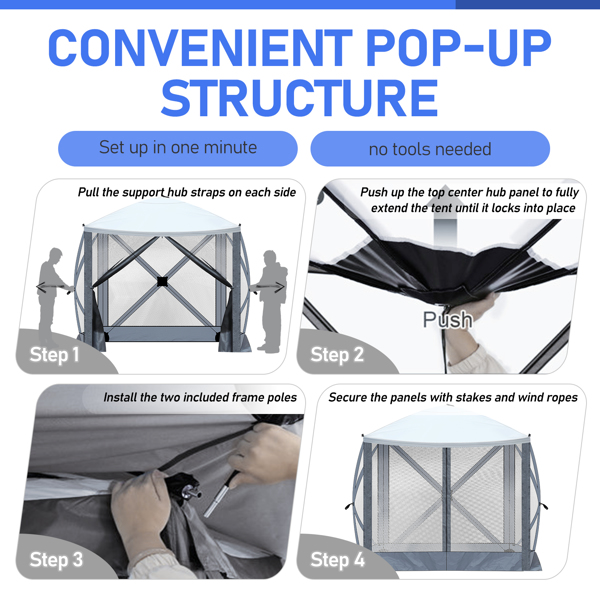  6.8' x 7.2' Outdoor pop-up camping canopy
