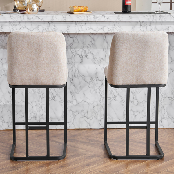 Set of 2,Modern Upholstered Bar Stool with Button-Tufted Backrest, Counter Height Chair with Sturdy Metal Frame, Comfortable Padded Seat for Kitchen, Bar, or Dining Room - Beige