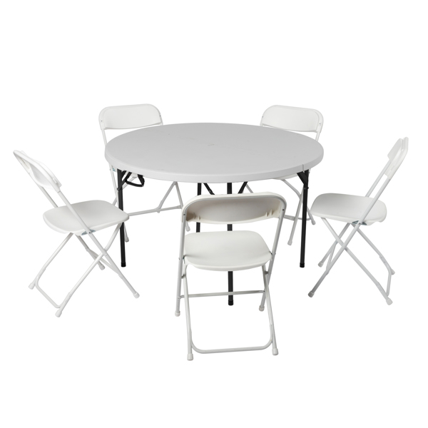 【Replace 94515737】48inch Round Folding Table Outdoor Folding Utility Table White