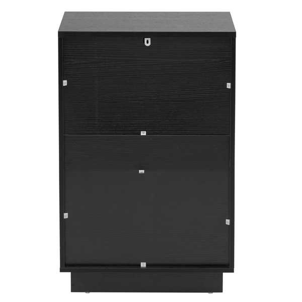 FCH Black P2 Density Board Wavy Pattern Drawer Front 454070cm Two-Drawer Bedside Cabinet