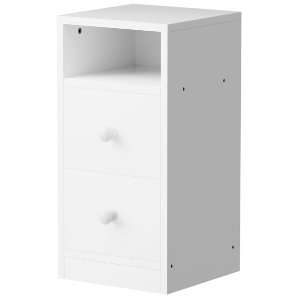 Night Stand with Two Drawer White