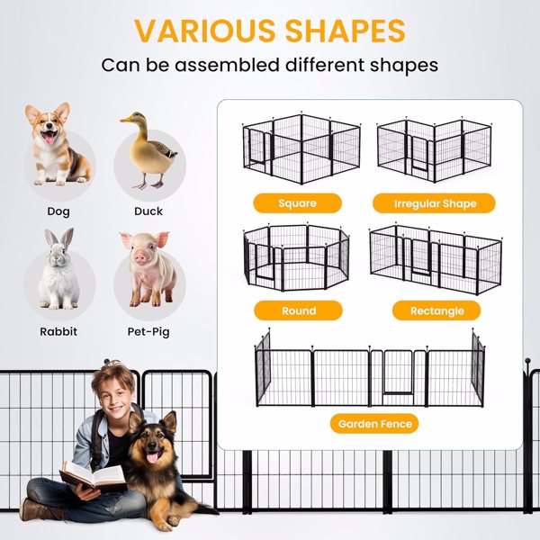 Dog Playpen 32 Inch 8 Panles, Ideal Dog Fence for Small/Medium Dogs Indoor & Outdoor Bliss, Perfect Dog Pen for Camping, Yard, RV, Garden Fence, Black